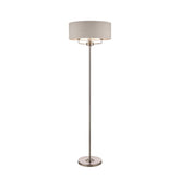 Laura Ashley Sorrento Satin Nickel  3 Light Floor Lamp With Natural Shade